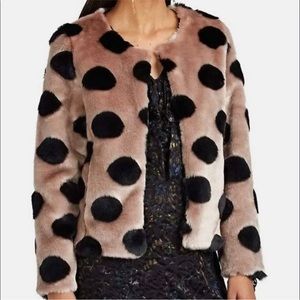 Barneys Polka Dot Faux Fur Cropped Jacket